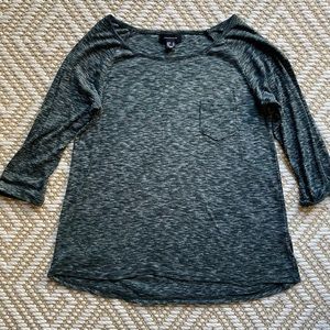 Atmosphere Green Black Space Dyed Raglan Top 3/4 Long Length Sleeves 10